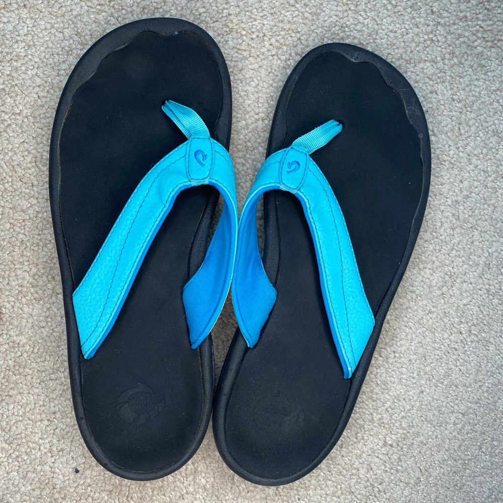 OluKai Ohana Aqua Blue Flip Flops Women’s Size 8